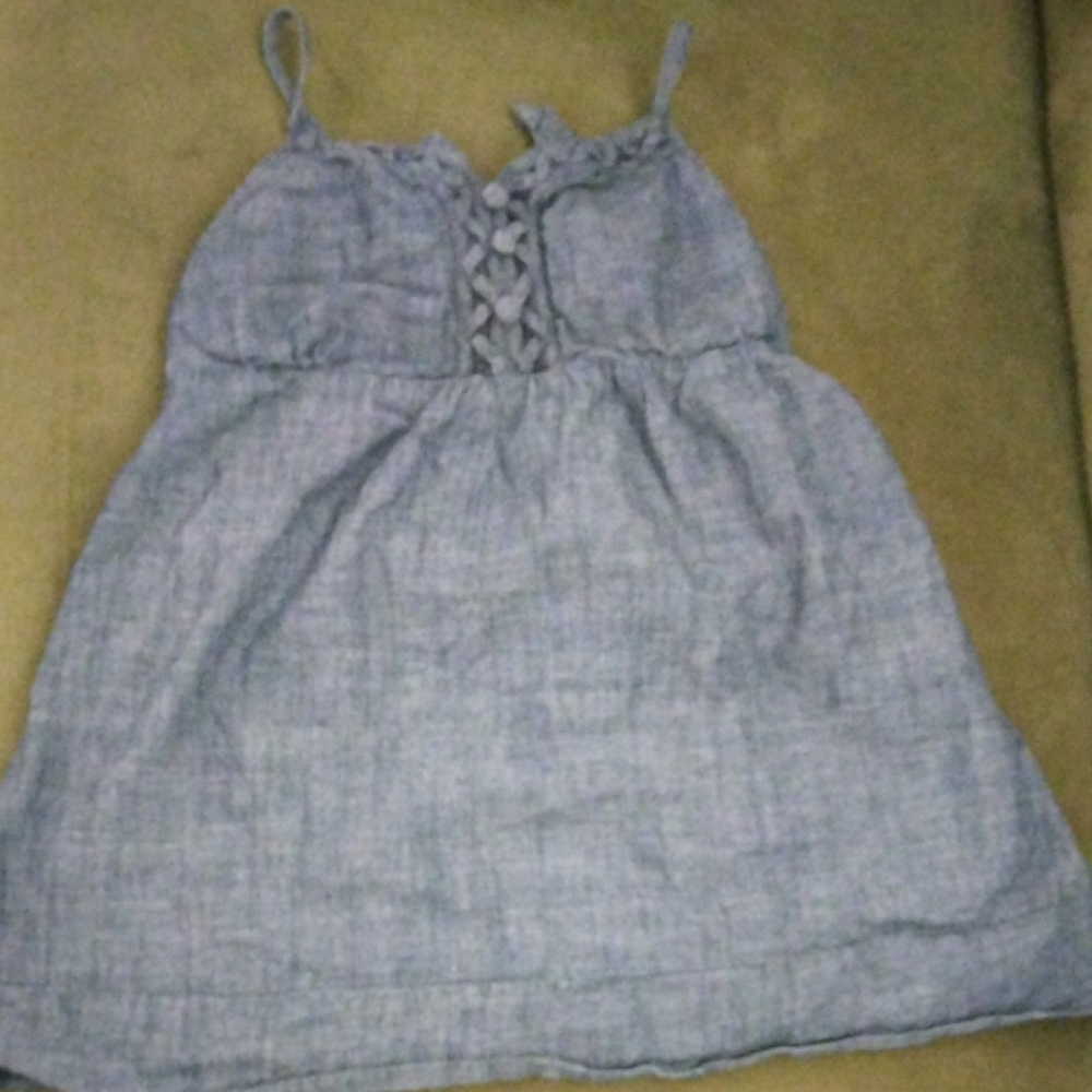 Mossimo Supply Co. Light Blue Chambray Tank Top with Braided Front